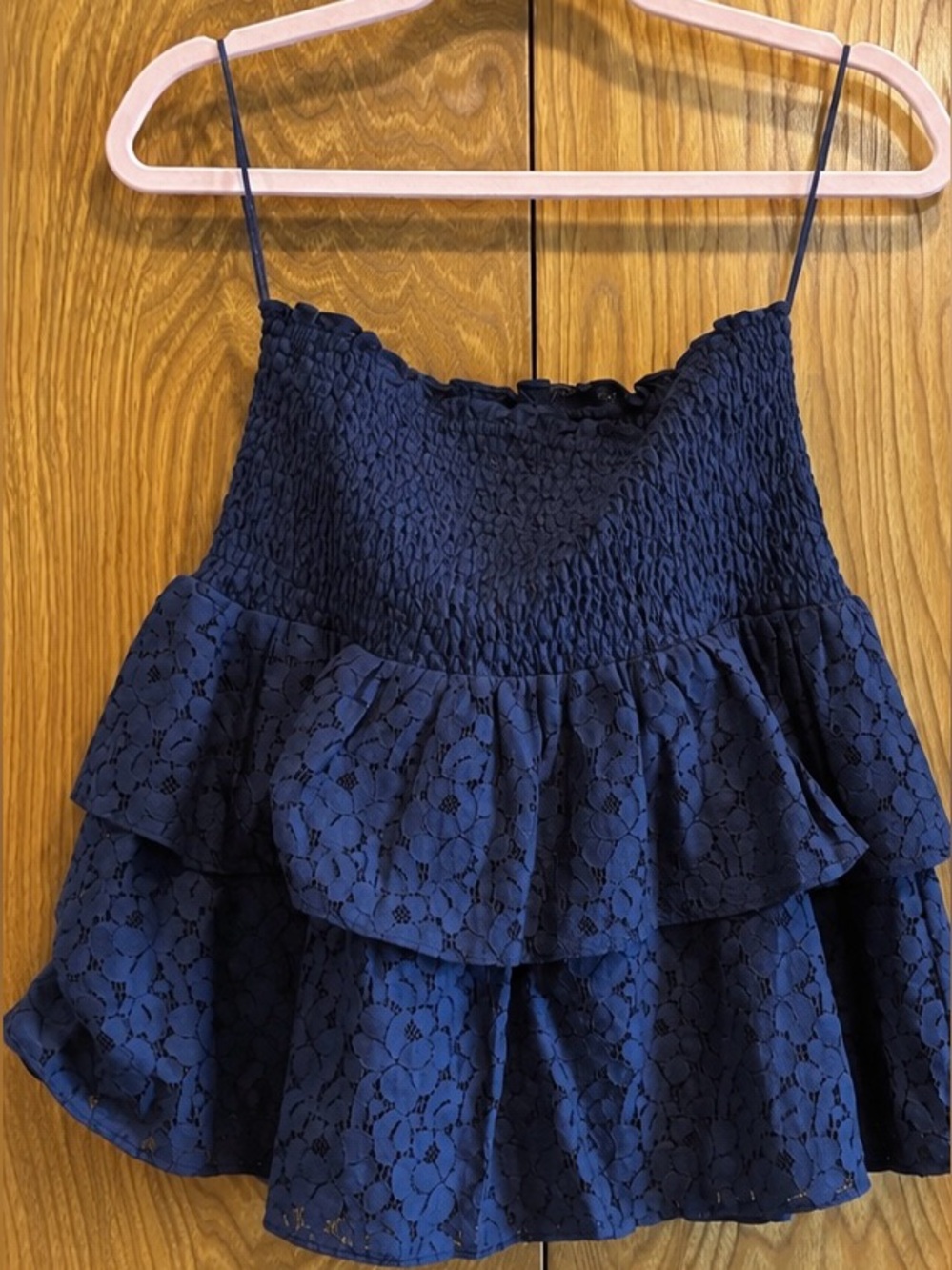 NWT MILLY Navy Blue Lace Tiered Ruffle Cami Top Size 10